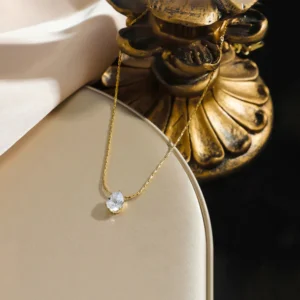 gold plated stainless steel anti tarnish tear drop cz pendant for women